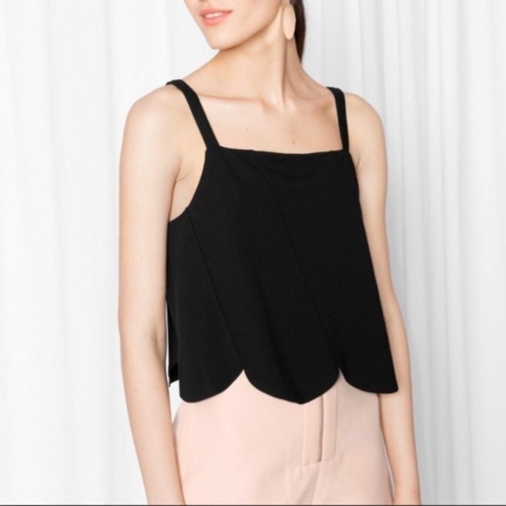 &other stories scalloped black tank